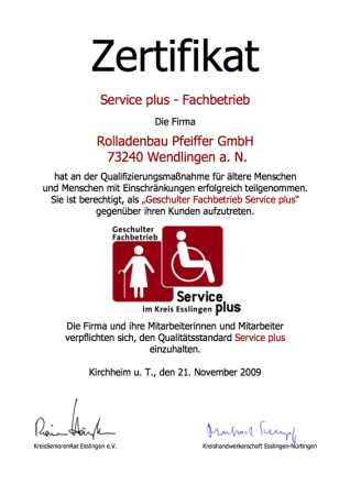 Zertifikat ServicePlus